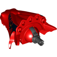 Lego Creature Body Part, Dragon Head Upper Jaw with Large Black Scales and Yellow Eyes Print / Red