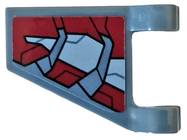 Lego Flag 2 x 2 Trapezoid with Flat Edge with Dark Red and Light Bluish Gray Armor Plates Pattern Model Right Side (Sticker) - Set 76104 / Dark Bluish Gray