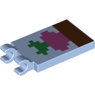 Lego Tile Special 2 x 3 with 2 Clips with Minecraft Radish in Ground Print [Thick Open O Clips] / Bright Light Blue