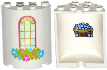 Lego Cylinder Half 2 x 4 x 4 with Window and Flower Box Pattern with Blueberries in Basket on Inside Pattern (Sticker) - Set 41142