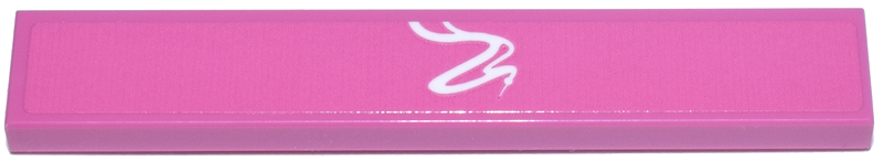 Lego Tile 1 x 6 with White Curved Lines Pattern (Sticker) - Set 77241 / Dark Pink