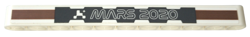 Lego Technic, Liftarm Thick 1 x 11 with 'MARS 2020' on Dark Bluish Gray Background with Medium Nougat Stripes Pattern (Sticker) - Set 42158