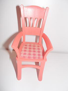 Lego Scala Chair - Highback Dining with Plaid Seat Pattern (Sticker) - Set 3290 / Salmon