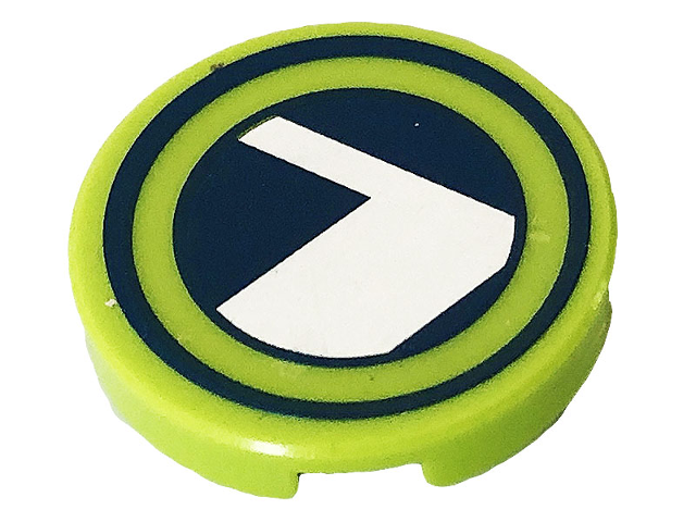 Lego Tile, Round 2 x 2 with Bottom Stud Holder with White Letter L on Dark Blue Circle Pattern (Sticker) - Set 41232