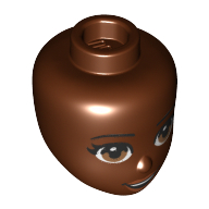 Lego Minidoll Head, Hazel Eyes, Open Mouth Print / Reddish Brown