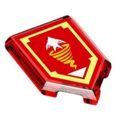 Lego Tile Special 2 x 3 Pentagonal with Nexo Power Shield Print - Sparrow Tornado / Trans-Red