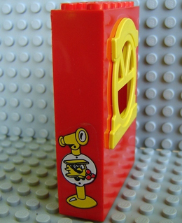Lego Fabuland Building Wall 2 x 6 x 7 with Round Top Yellow Window with Field Glass and Plane Pattern (Sticker) - Set 3671