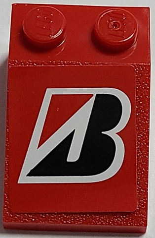 Lego Slope 33 3 x 2 with Bridgestone Logo on Red Background Pattern (Sticker) - Set 8157 / Red