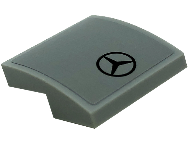 Lego Slope, Curved 2 x 2 x 2/3 with Black Mercedes-Benz Logo Pattern (Sticker) - Set 76909 / Light Bluish Gray