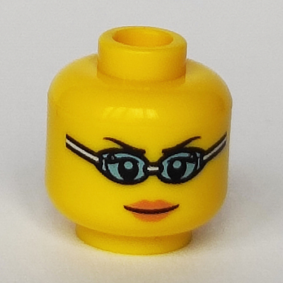 Lego Minifig Head Swimming Champion, Open Smile / Swimming Goggles Print / Yellow