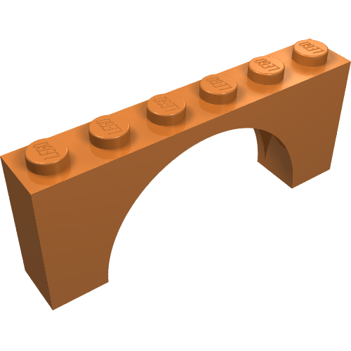 Lego Brick Arch 1 x 6 x 2 - Very Thin Top without Reinforced Underside / Medium Nougat