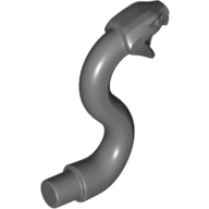 Lego Animal, Snake Head with Open Mouth, Fangs and Curved Neck with Bar / Dark Bluish Gray