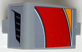 Lego Technic, Panel Curved 3 x 5 x 3 with Bright Light Orange, Red and White Curved Stripes and Air Vent Pattern Model Right Side (Stickers) - Set 42098