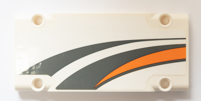 Lego Technic, Panel Plate 5 x 11 x 1 with Dark Bluish Gray and Orange Stripes Pattern Model Left Side (Sticker) - Set 42052