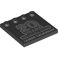Lego Plate Special 4 x 4, Studs on One Edge with'20 Years LEGO Star Wars 1999-2019 Lando Calrissian' Print