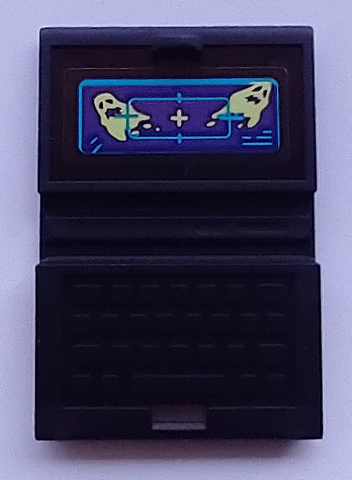 Lego Minifigure, Utensil Computer Laptop with Crosshairs and 2 Ghosts on Screen Pattern (Sticker) - Set 70423 / Black