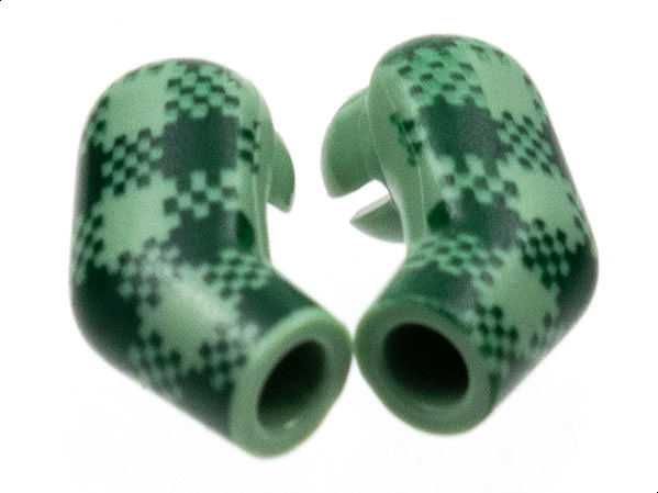 Lego Arm, (Matching Left and Right) Pair with Dark Green Plaid Pattern / Sand Green