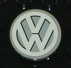 Lego Tile, Round 2 x 2 with White Volkswagen Logo 'VW Pattern (Sticker) - Set 10187 / Light Bluish Gray