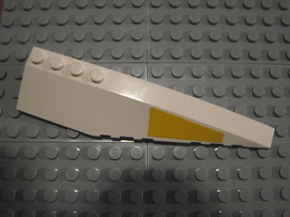 Lego Wedge 12 x 3 Right with Yellow SW UCS Y-wing Wedge Pattern (Sticker) - Set 10134 / White