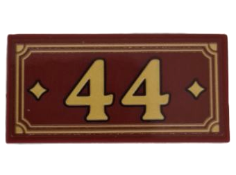 Lego Tile 2 x 4 with Gold Border and '44' Pattern (Sticker) - Set 910044