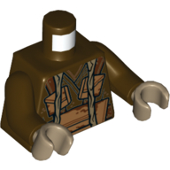 Lego Torso Robe, with Straps, Medium Nougat Pouches and Panels Print, Dark Brown Arms, Dark Tan Hands / Dark Brown