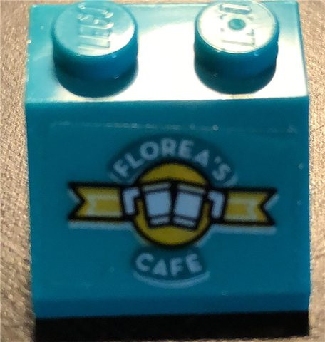 Lego Slope 45 2 x 2 with 'FLOREA'S CAFE' and Cups Pattern (Sticker) - Set 76129