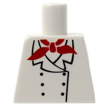 Lego Torso Chef with 6 Buttons, Short Red Neckerchief Scarf Pattern (Reissue with Inside Ribs) / White