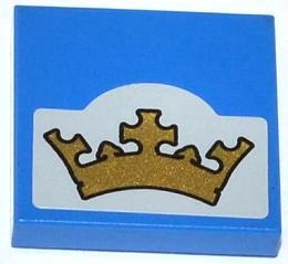 Lego Tile 2 x 2 with Gold Crown on Light Bluish Gray Background Pattern (Sticker) - Set 70404