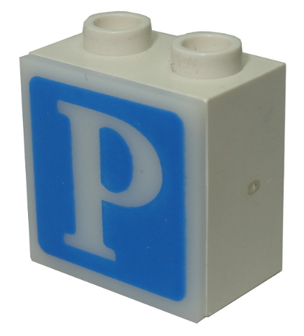 Lego Electric, Light 1 1/8 x 2 x 1 2/3 Cabinet with Lamp Holes (Sign Back) with Milky White Electric, Light 2 x 2 Clip-On Plate with Parking Pattern (2383 / 2384pb04)