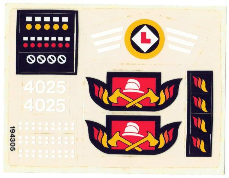 Lego Sticker Sheet for Set 4025-1