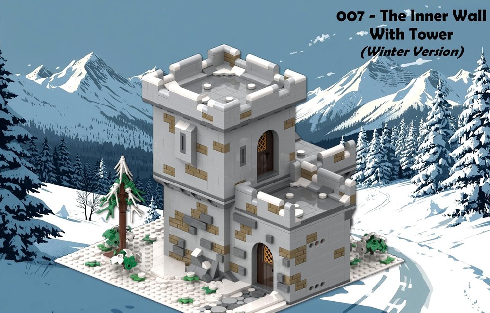 LEGO® / MOC / Brick Creation - Set 007 - The Inner Wall With Tower - Winter Version
