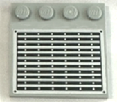 Lego Tile, Modified 4 x 4 with Studs on Edge with Black and Silver Vehicle Grille and 4 Rivets Pattern (Sticker) - Set 75933 / Light Bluish Gray