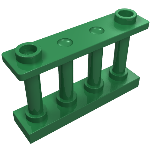 Lego Fence Spindled 1 x 4 x 2 [2 Top Studs] / Green