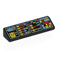 Lego Brick Sloped 30° 1 x 4 x 2/3 with 4 Red/Yellow/Bright Light Blue Control Panels (Enterprise) Print