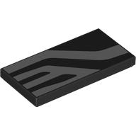 Lego Tile 2 x 4 with Silver Zig-Zagging Stripes Print