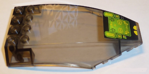 Lego Windscreen 10 x 6 x 2 Curved with Lime Cockpit Screen Pattern (Sticker) - Set 8108 / Trans-Brown
