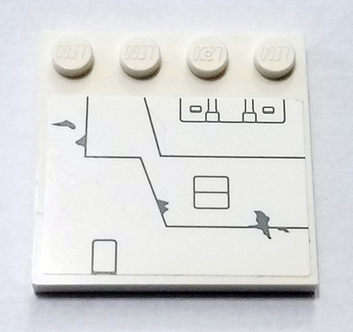 Lego Tile, Modified 4 x 4 with Studs on Edge with Gray Lines and Panels Pattern (Sticker) - Set 75218