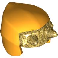 Lego Hood with Pearl Gold Horns Pattern / Bright Light Orange