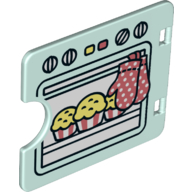 Lego Duplo Door / Window with Cutout (Semi Oval) with Oven Door and Muffins Print