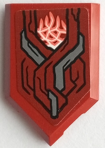 Lego Tile, Modified 2 x 3 Pentagonal with Armor with Black Outlines, Dark Bluish Gray Highlights, White and Coral Cosmic Energy Pattern (Sticker) - Set 76155