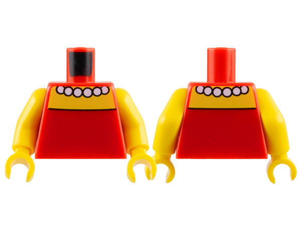 Lego Torso Simpsons Strapless Dress, White Beaded Necklace, Yellow Neck and Shoulders Pattern / Yellow Arms / Yellow Hands