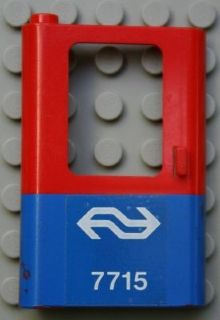 Lego Door 1 x 4 x 5 Train Left, Thin Support at Bottom with Blue Bottom Half and Dutch NS '7715' Pattern (Sticker) - Set 7715