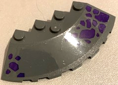 Lego Brick, Round Corner 6 x 6 with Slope 33 Edge, Facet Cutout with Dark Purple Rocks Pattern Model Left Side (Sticker) - Set 70355