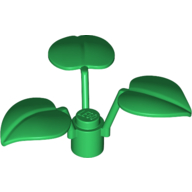 Lego Plant, 1 x 1 x 2/3 - 3 Large Leaves / Green