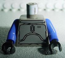 Lego Torso SW Mandalorian Armor Plates Silver Pattern (Jango Fett) / Violet Arms / Black Hands
