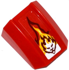 Lego Slope, Curved 2 x 2 Lip with Flame and Lion Head Pattern (Sticker) - Set 70600