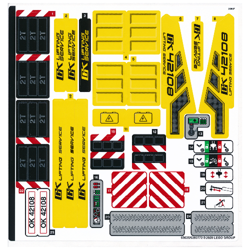 Lego Sticker Sheet for Set 42108-1 / [No Color/Any Color]