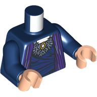 Lego Torso, Dark Purple Robe, Sand Blue Collar, Gold Pendant print, Dark Blue Arms, Light Nougat Hands / Dark Blue