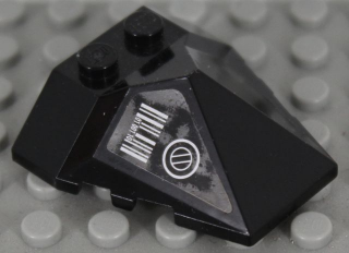 Lego Wedge 4 x 4 x 1 1/3 Pyramid Center with Silver Barcode and Circle Pattern on Right Side (Sticker) - Set 7713