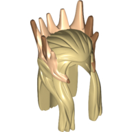 Lego Hair and Crown, Long, Medium Nougat Crown Spikes and Light Nougat Elf Ears Print / Tan
